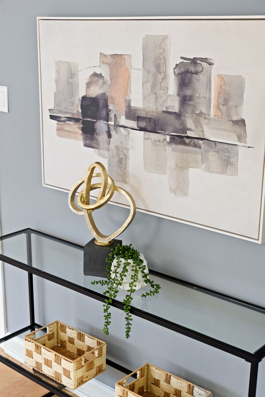 Styled console and wall decor: architectural and real estate photography, Greater Houston by Marz Media Photography