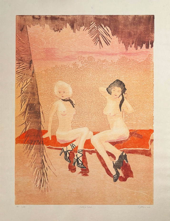 Edition Woodcut with Hand-colouring on Uwazan. 85 x 64cm