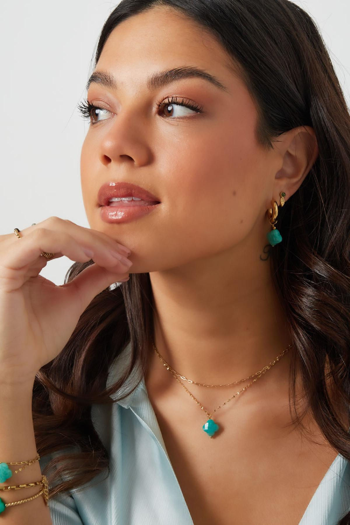 Collier double avec pendentif trèfle