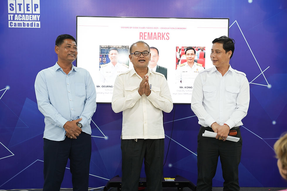 Mr. Oeurng Chansivutha (left), Mr. Sat Nang (middle), Mr. Kong Vitou (right)