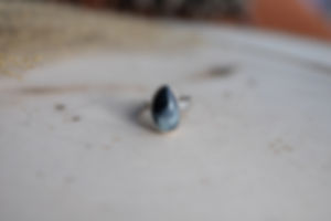 Black Pearl Ring Double Band (size 6.75)