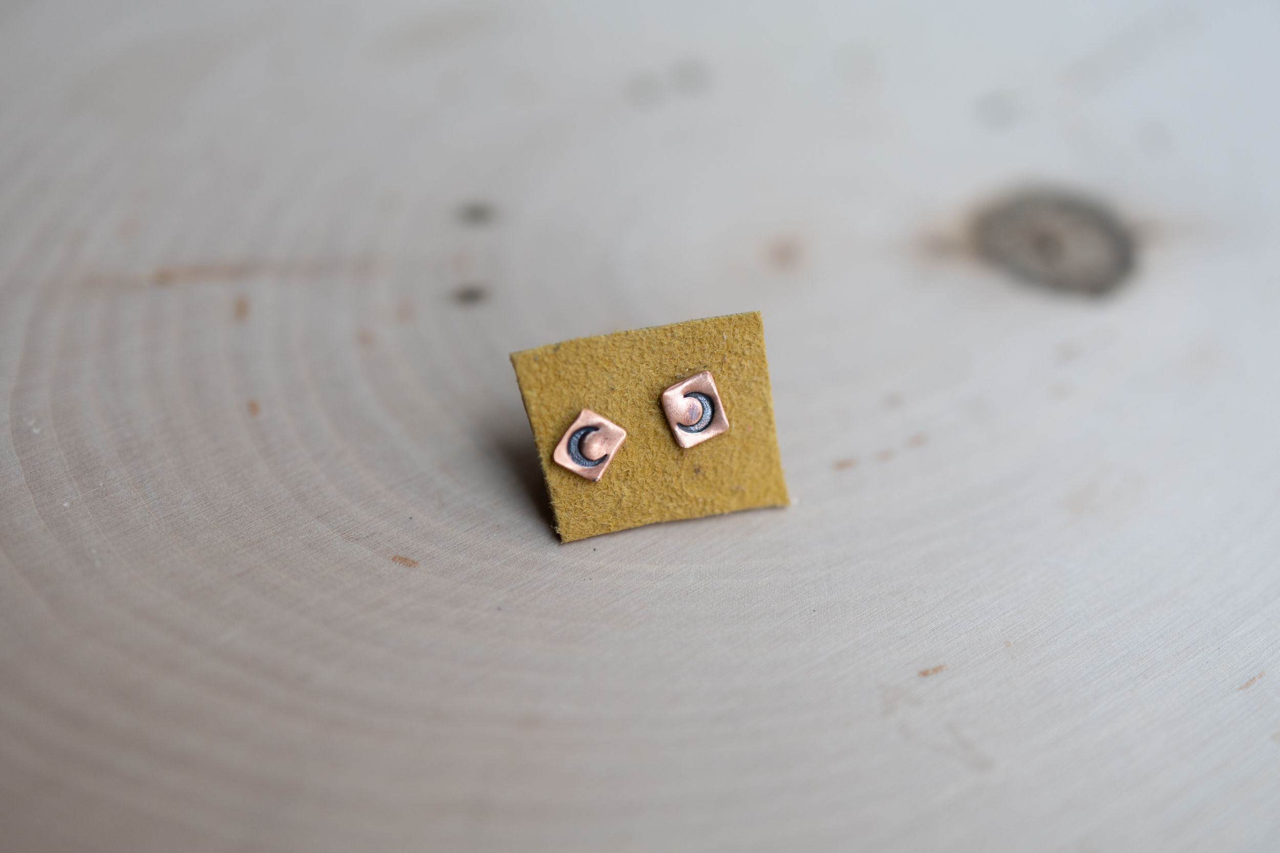 Simple Copper Studs - Moon