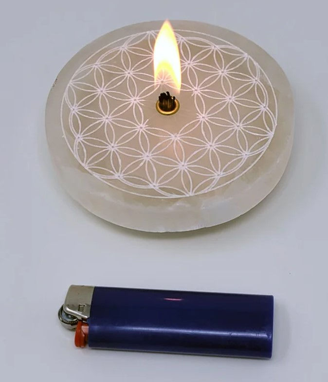 Thumbnail: Selenite - Flower of Life Rock Oil Candle