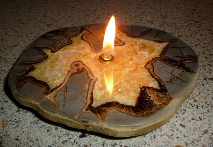Septarian Nodule - single wick