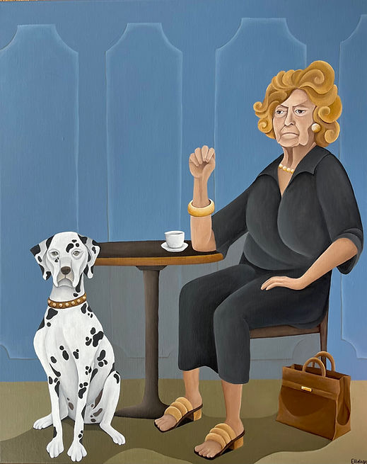 La Dame au Chien, café et Dalmatien