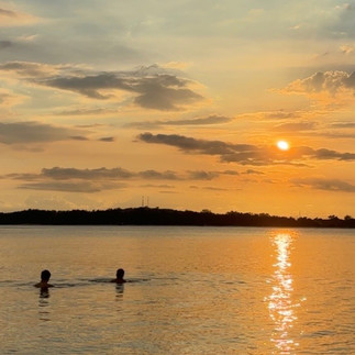 Golden sunset over the ocean at the Gili Islands, South Lombok