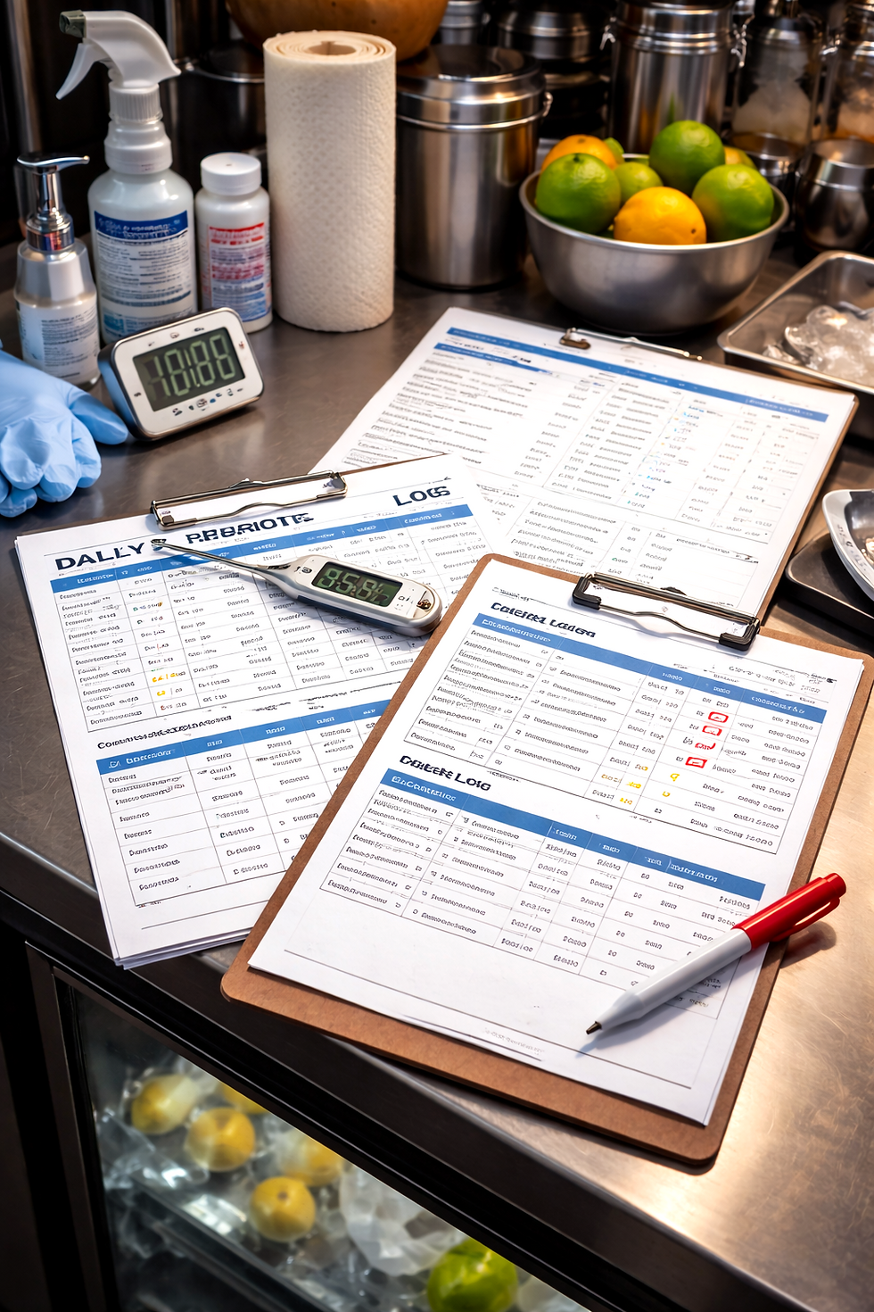 a great visual for a professional bar or kitchen management system. To help with your consulting and training services at The Double Strainer, I’ve transcribed and refined the essential elements of those "Daily Logs" into a clean, professional English format