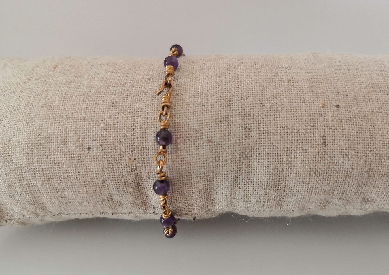 bracelet laiton perles améthiste