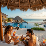 Pareja distrutando de todo incluido