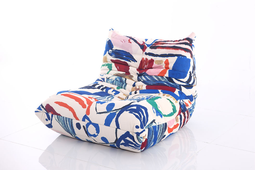 Thumbnail: Dune Lounge Chair, Pierre Abstract – rear view displaying full painterly print pattern across backrest