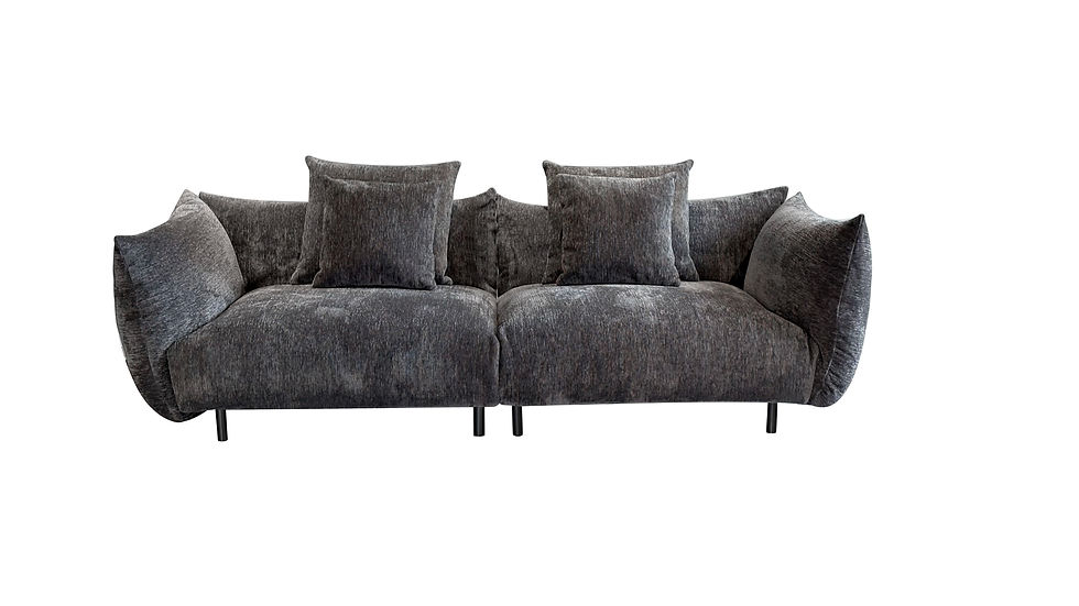 Thumbnail: Sorrento 2-piece modular pillow sofa in dark grey chenille upholstery, front straight view.