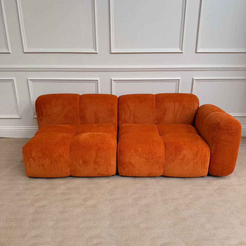 Thumbnail: Casablanca Flat Pack Large Sofa, Marrakech Spice – side profile highlighting bulbous rounded arms and low profile