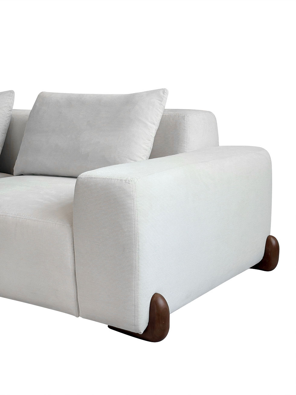 Thumbnail: Close-up texture shot of high-quality Bone Corduroy fabric on the Keston sofa.