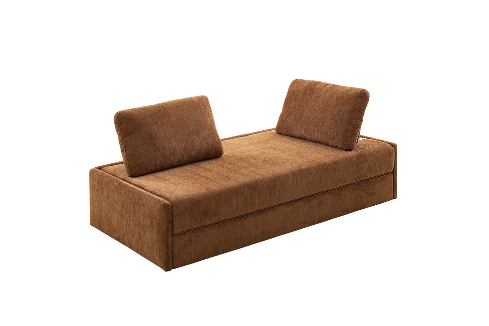 Thumbnail: Brighton Sofabed – angled view with cushions tilted back