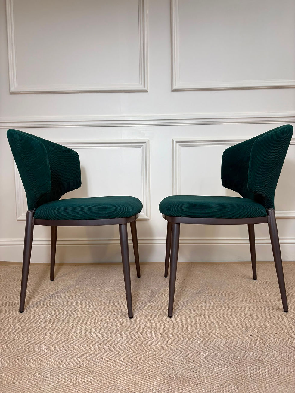 Thumbnail: Deep petrol corduroy dining chairs