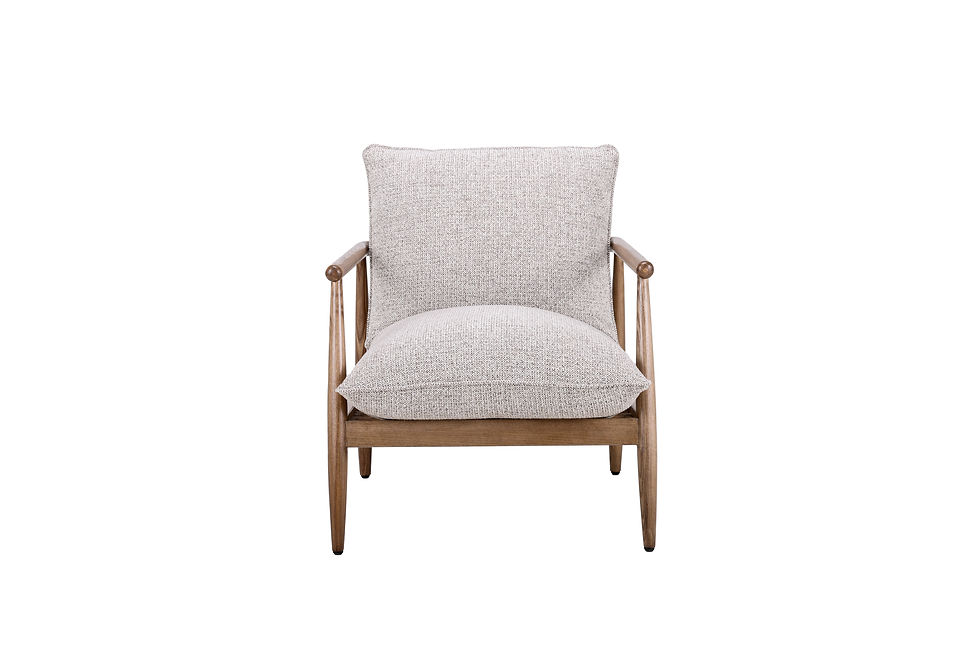 Thumbnail: Jennie Armchair – low front view showing deep Pebble Fleck fabric seat cushion
