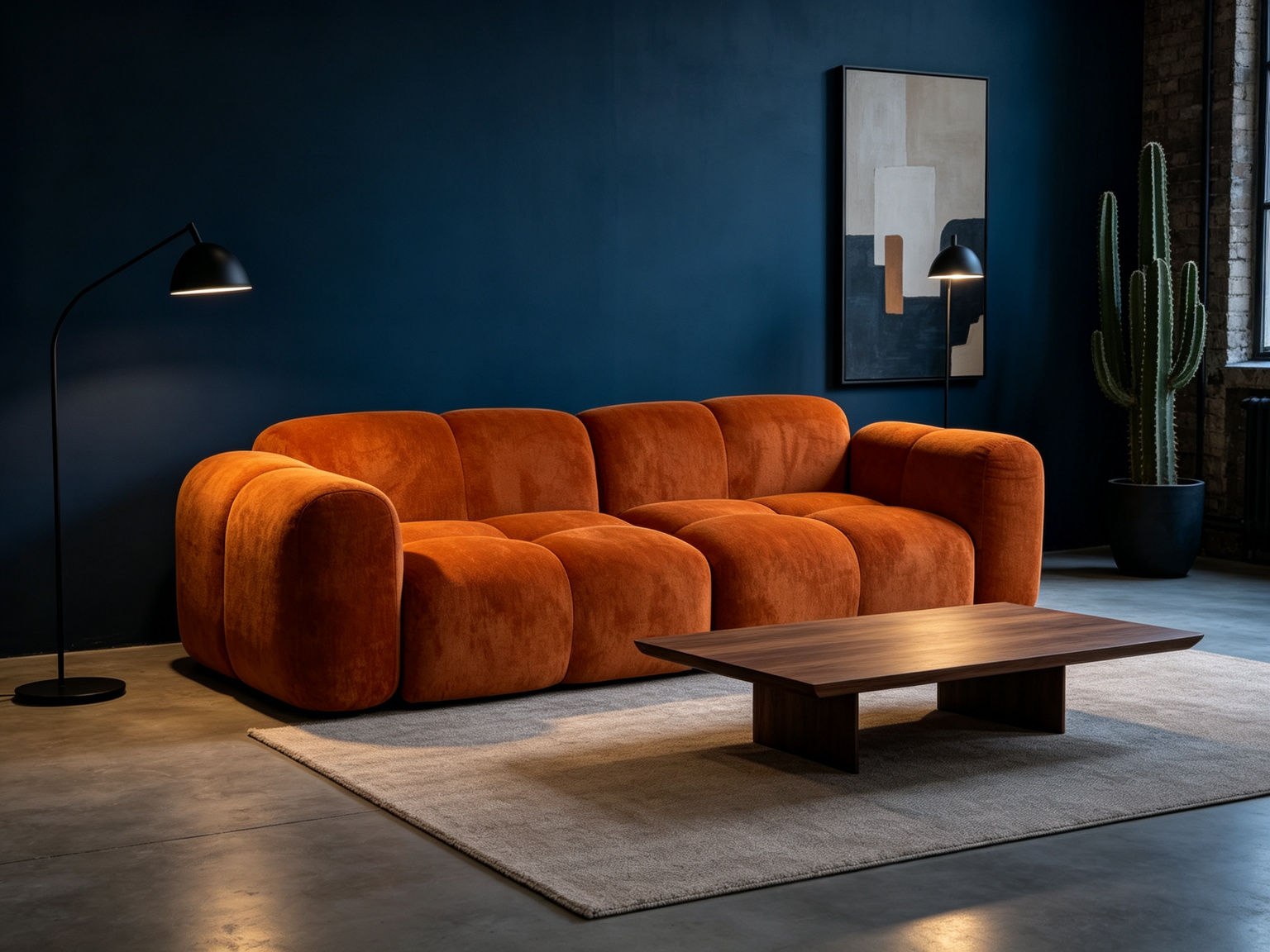 Casablanca Flat Pack Large Sofa by Loftys Furniture – Marrakech Spice burnt orange velvet‑chenille finish