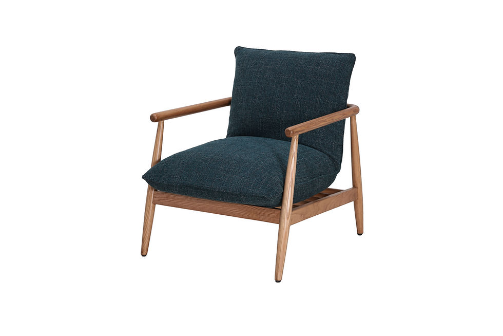 Thumbnail: Jennie Armchair – Shadow Grey Textured Weave, Grey Ash frame, yellow cord arms – front three-quarter studio view