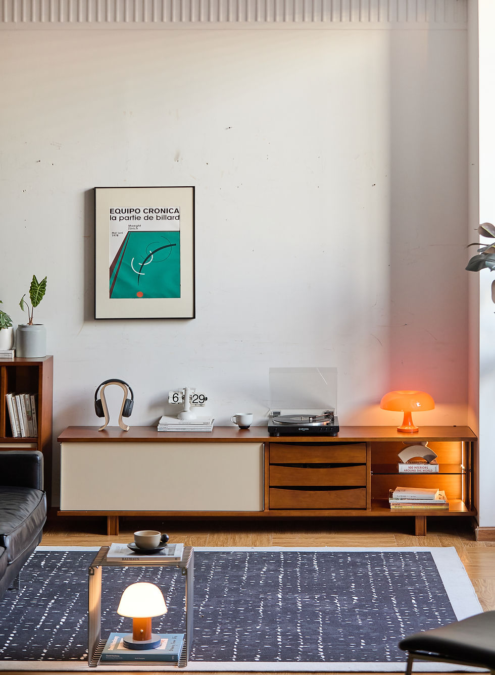 Thumbnail: Solace Media Unit – lifestyle shot with warm ambient lighting, showing storage and decor arrangement