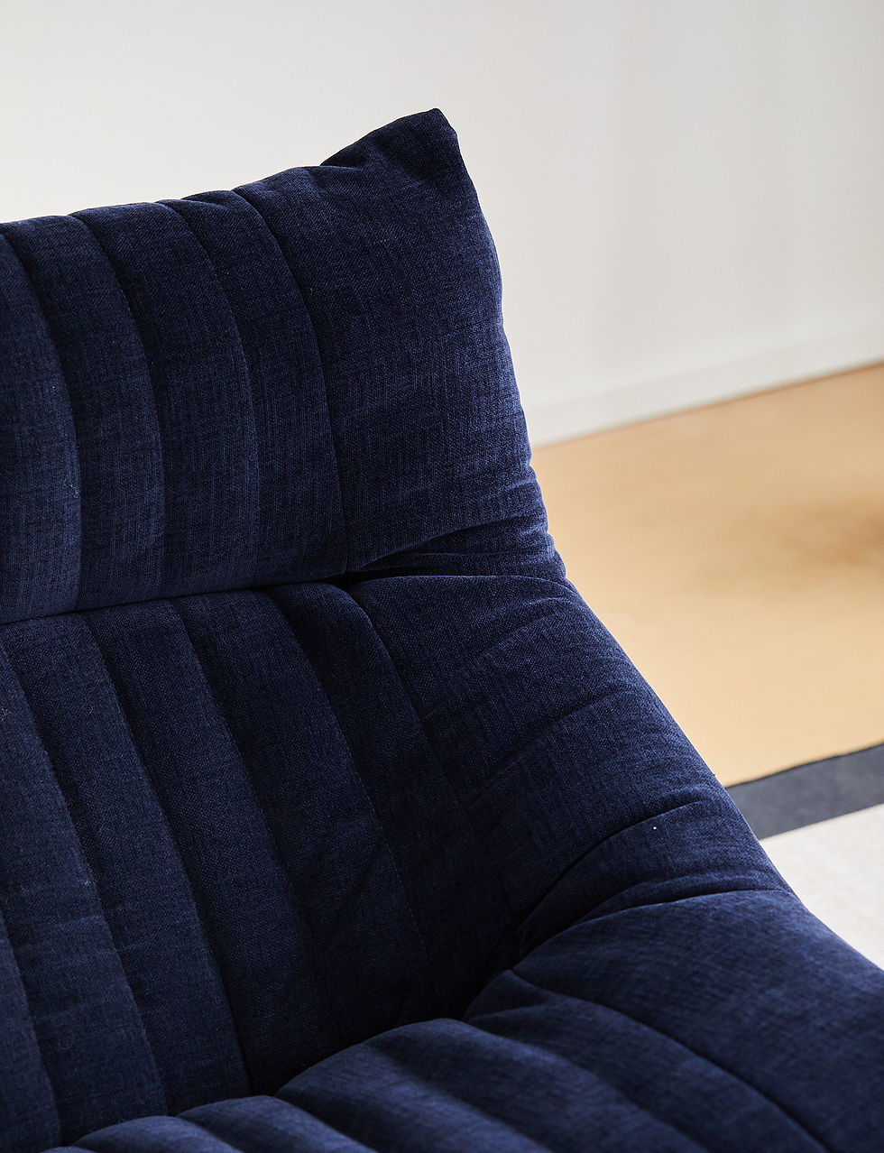 Thumbnail: Sandra Chenille Bean‑Style Lounge Chair in rich Navy Blue