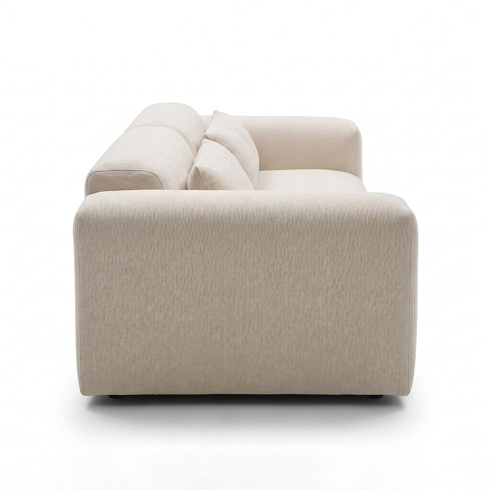 Thumbnail: Side profile view of the Metro Large Sofa highlighting its low 78cm height, 105cm deep-seat frame, and thick padded backrest