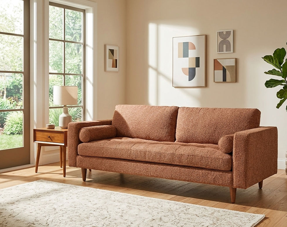 3 seater coral sand sofa - showroom