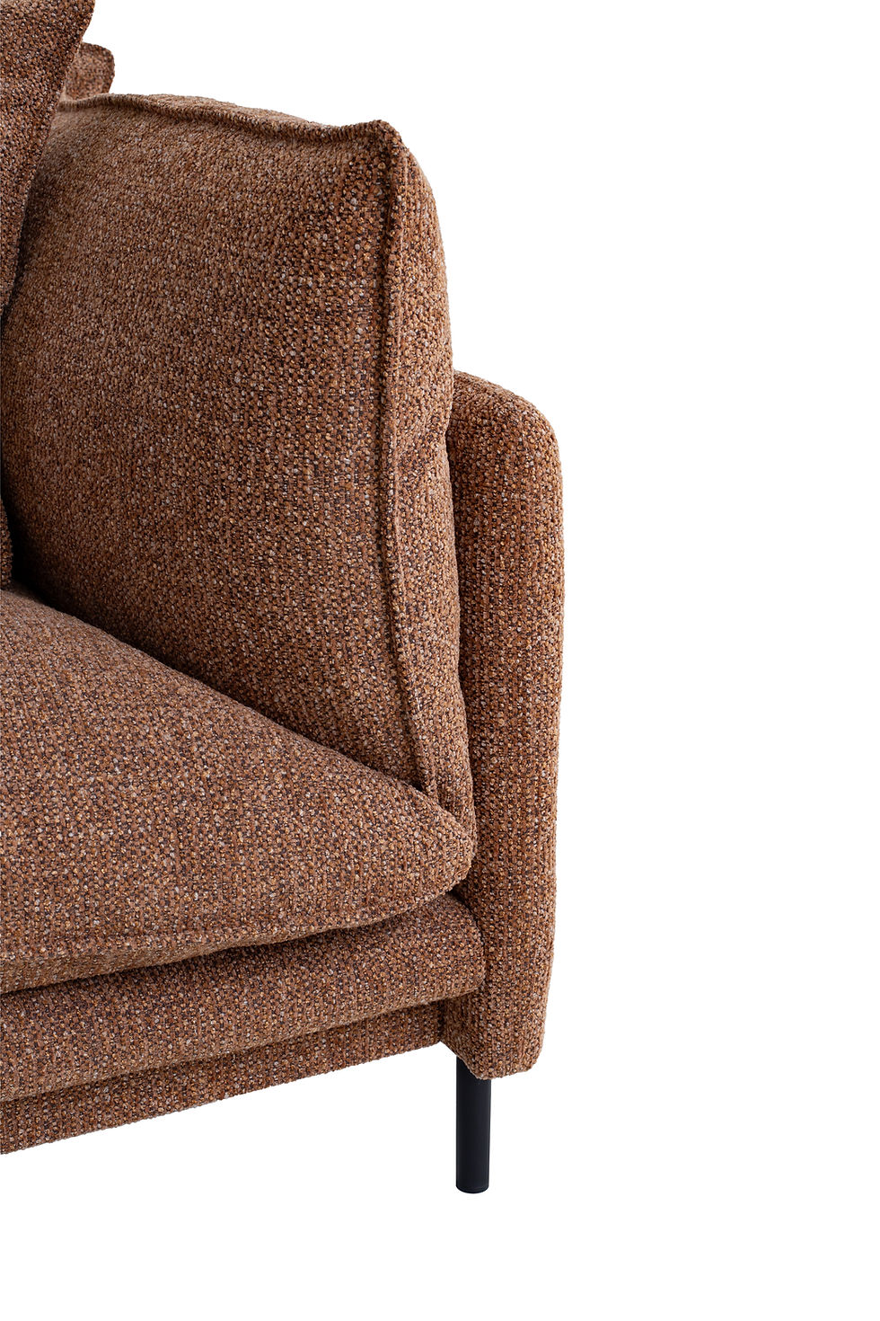 Thumbnail: Malini II Sofa – corner detail showing neat stitching and arm shape