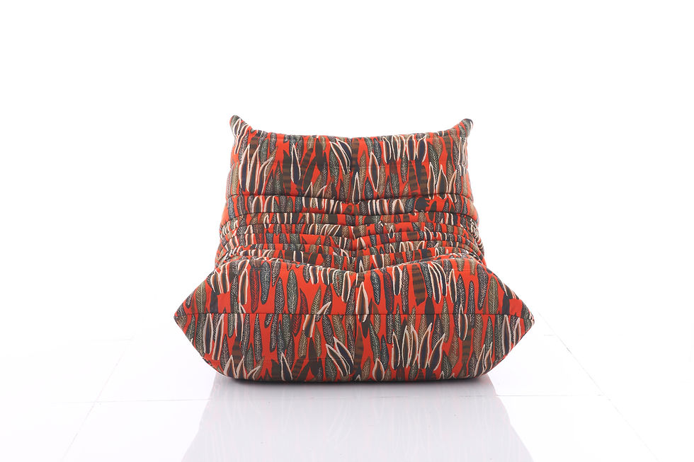 The Dune Lounge Chair -Solar Flora Orange Red front view