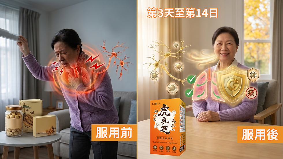 Colli-G虎乳芝蟲草服用前後對比圖