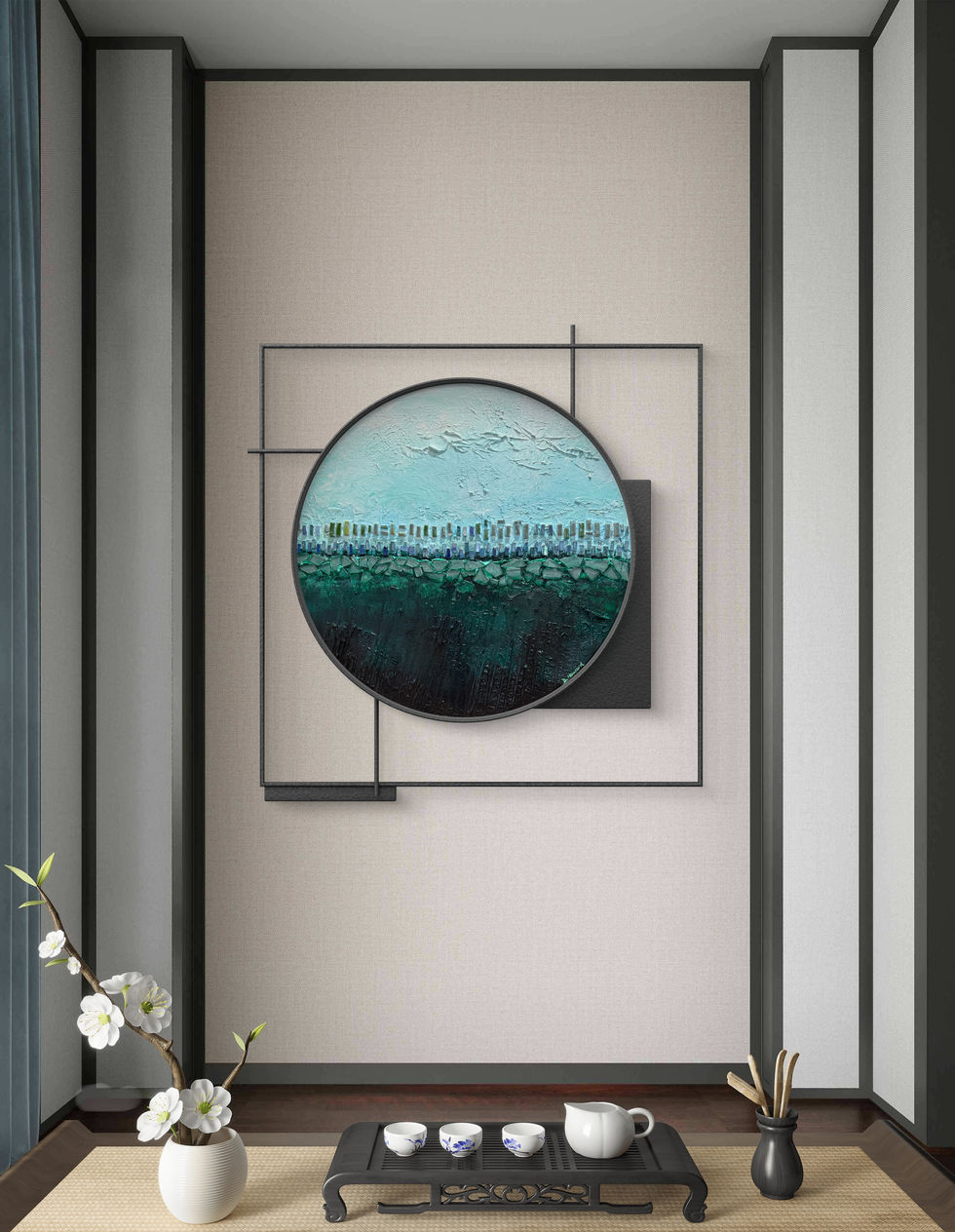 Tondo in Turquoise and Black II (16)