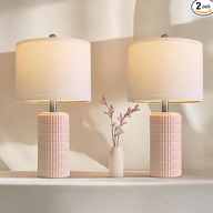 Pink Ceramic Table Lamps Set of 2, Small Modern
