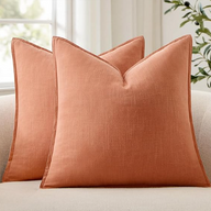 Decorative Linen Pillow Covers Coral Euro Sham Neutral Farmhouse Boho