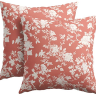 Vintage Floral Pillow Covers, Set of 2 Rustic Coral