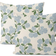 Blue Green Hydrangea Flower Decor Throw Pillows Vintage Floral