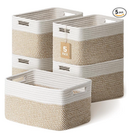5 Pack Woven Storage Baskets for Shelves, Decorative Basket Organizer Storage Bins 