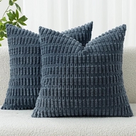 Blue Corduroy Decorative Throw Pillow Covers