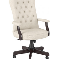 High Back Tufted Office Chair with Arms in Cream Fabric