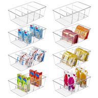 8 Pack Food Storage Organizer Bins, Clear Plastic Bins for Pantry