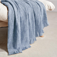 Faux Cashmere Fringe Throw Blanket Decorative Lightweight Throw 