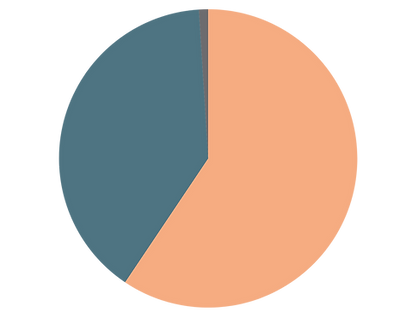 Color pie chart showing 33% in blue and 67% in tan.
