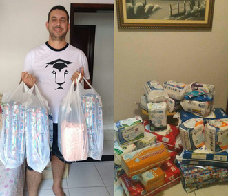 Solidariedade de Professor promove doação de Fraldas para Abrigo a Idosos