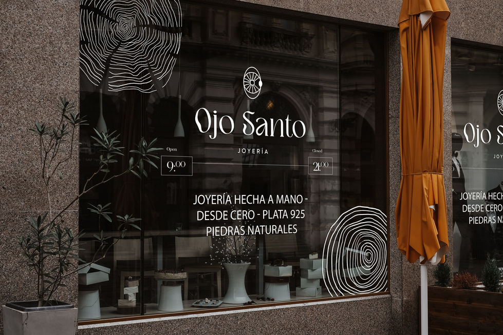 letrero ventana mockup ojo santo