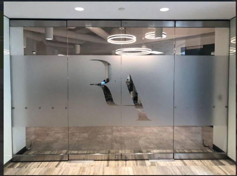 FROSTED APPLICATION for commercial glass walls