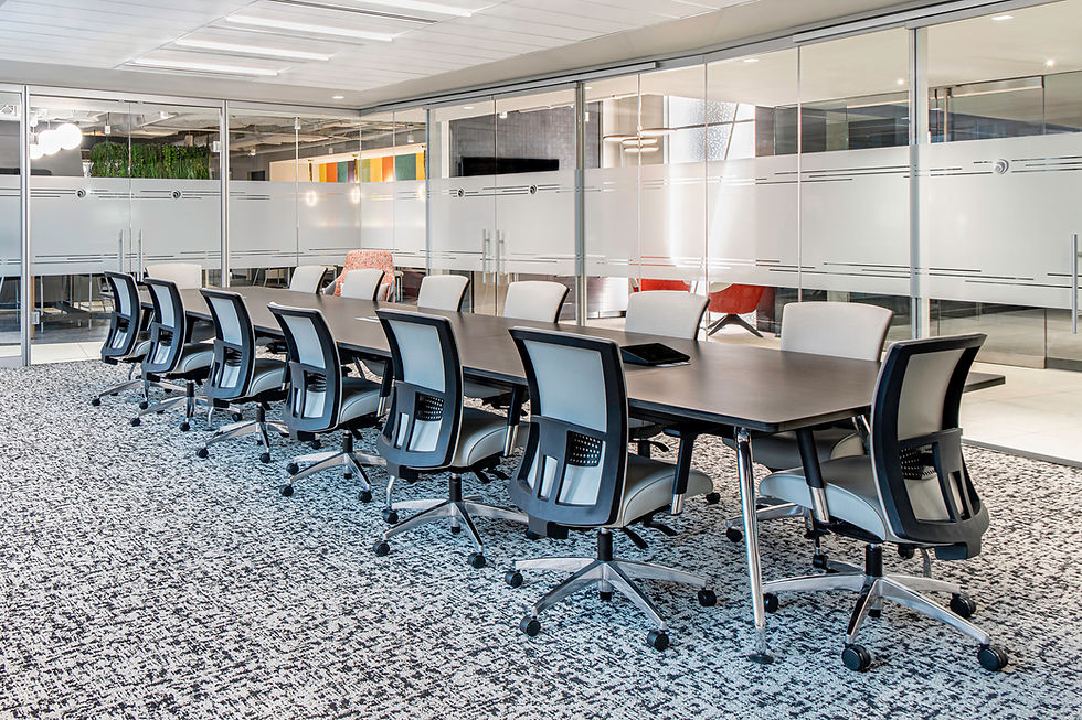 Conference Room Table with Mesh Task Chairs