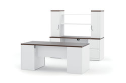 Hon White Desk and Credenza
