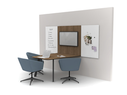 Workwall Media Storage with Table and Swivel Chairs