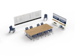 Training Room Table and Chairs with Mobile White Board Together