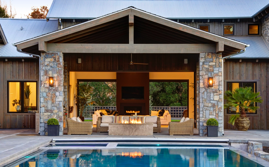 Exterior image on patio and pool