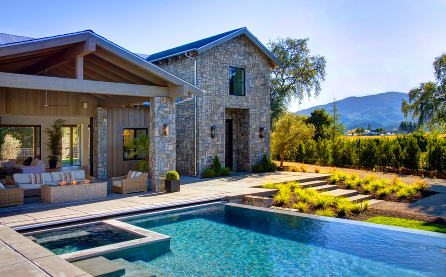 Exterior image of pool and patio