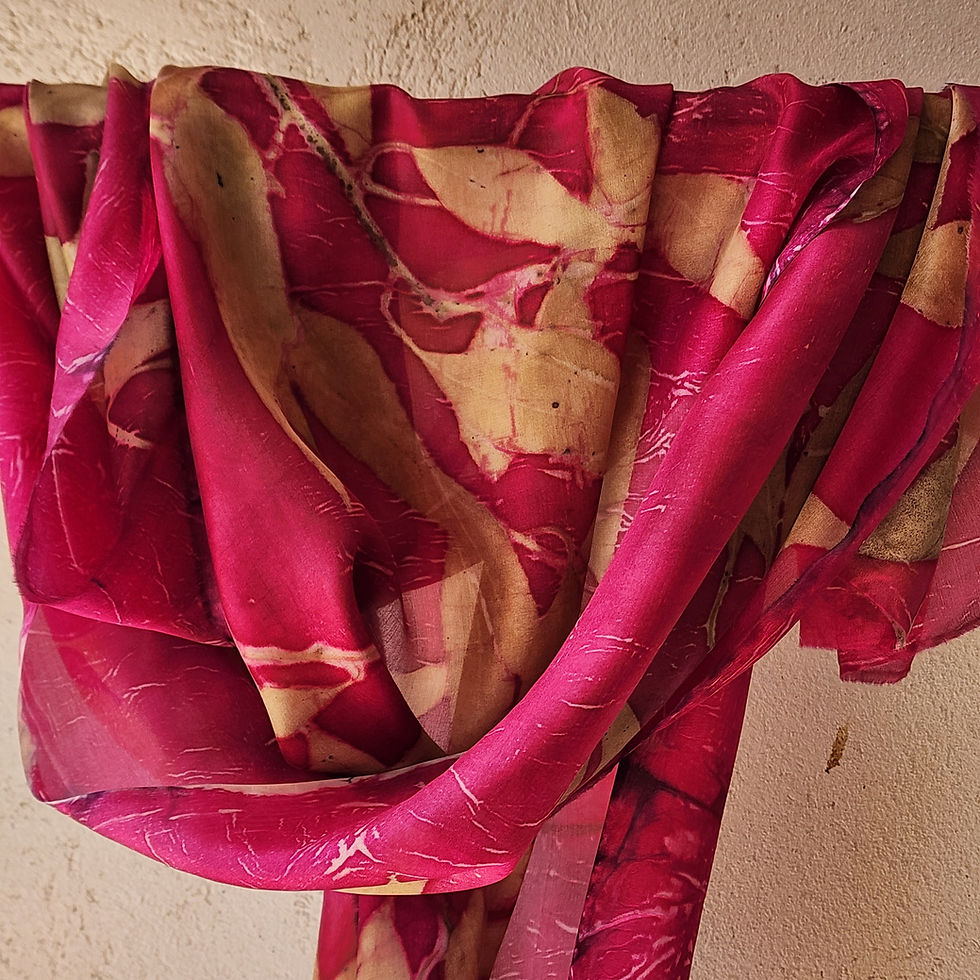 Thumbnail: Vibrant Fuchsia Silk Scarf | Botanical Eucalyptus Print
